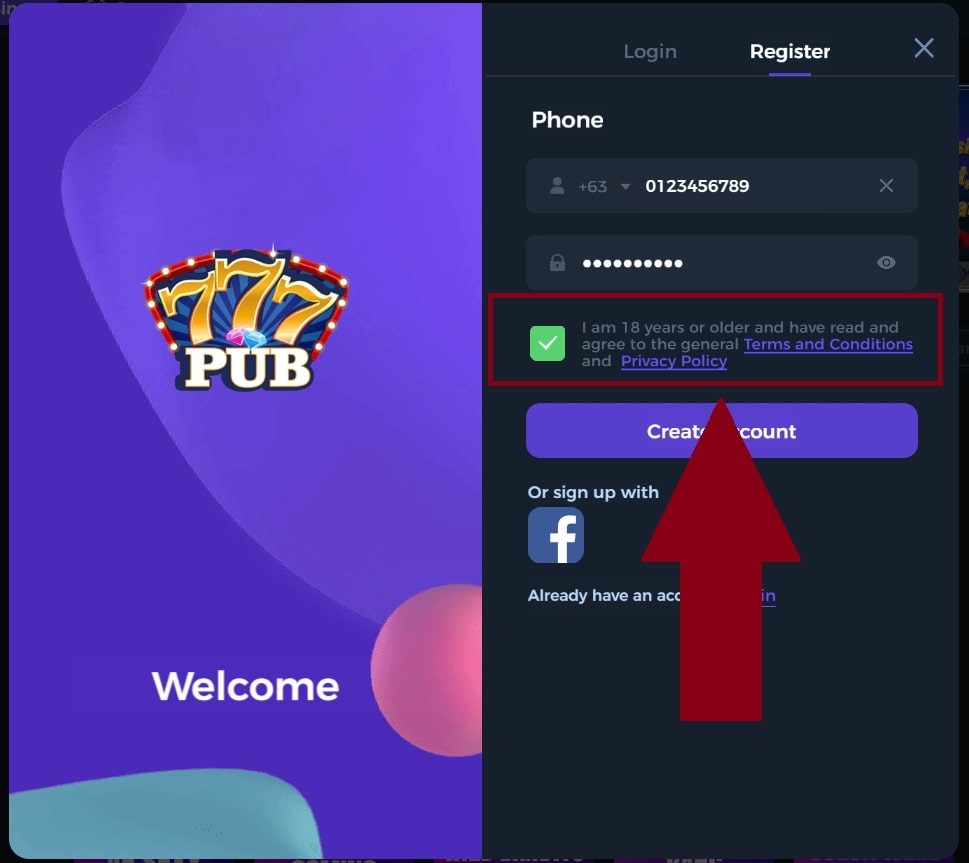 Accept the terms and conditions